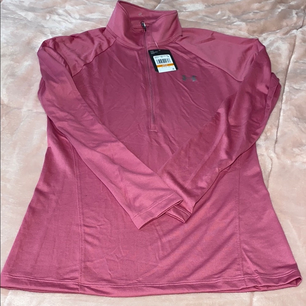 Under Armour Pink Fitted Long Sleeve Tee with Mandarin Collar